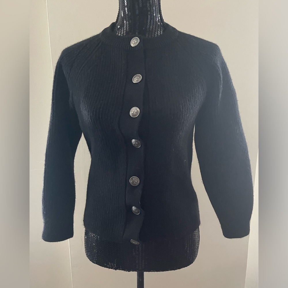 Vintage Meister Knit Black Wool Cardigan Sweater